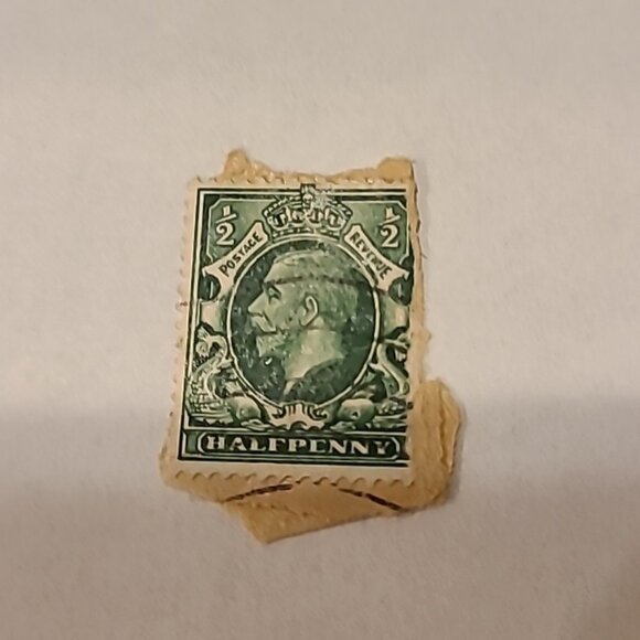 UK King George V Halfpenny Stamp Green Postage Mail Vintage Vtg Great Britain - Picture 1 of 5